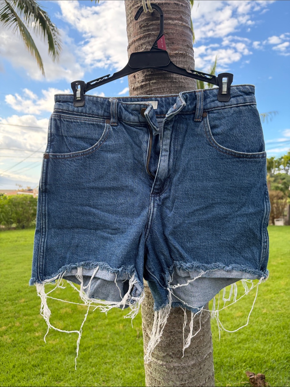 Wrangler Blue Distressed Cutoff Jean Shorts